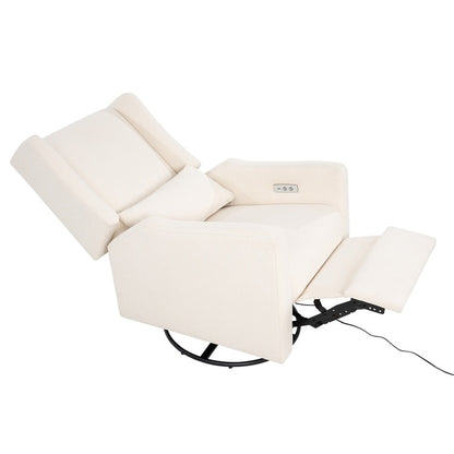 Fauteuil inclinable de luxe Tanya avec mécanisme à mouvement motorisé et planeur pivotant, fauteuil de salon rembourré et inclinable avec support lombaire