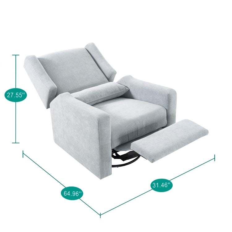 Fauteuil inclinable de luxe Tanya avec mécanisme à mouvement motorisé et planeur pivotant, fauteuil de salon rembourré et inclinable avec support lombaire