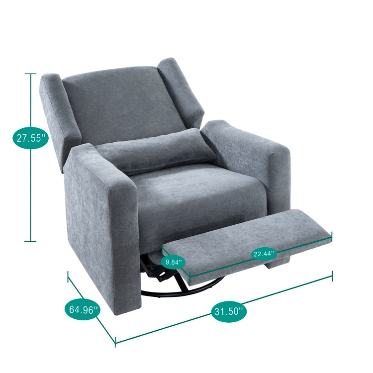 Fauteuil inclinable de luxe Tanya avec mécanisme à mouvement motorisé et planeur pivotant, fauteuil de salon rembourré et inclinable avec support lombaire