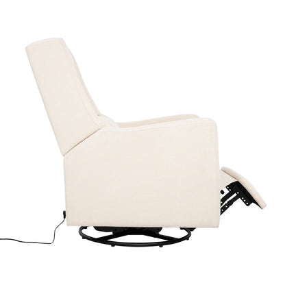 Fauteuil inclinable de luxe Tanya avec mécanisme à mouvement motorisé et planeur pivotant, fauteuil de salon rembourré et inclinable avec support lombaire