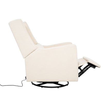 Fauteuil inclinable de luxe Tanya avec mécanisme à mouvement motorisé et planeur pivotant, fauteuil de salon rembourré et inclinable avec support lombaire