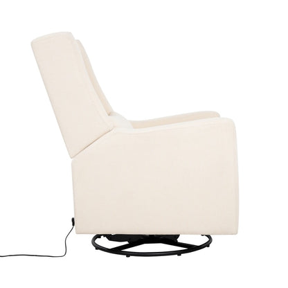 Fauteuil inclinable de luxe Tanya avec mécanisme à mouvement motorisé et planeur pivotant, fauteuil de salon rembourré et inclinable avec support lombaire