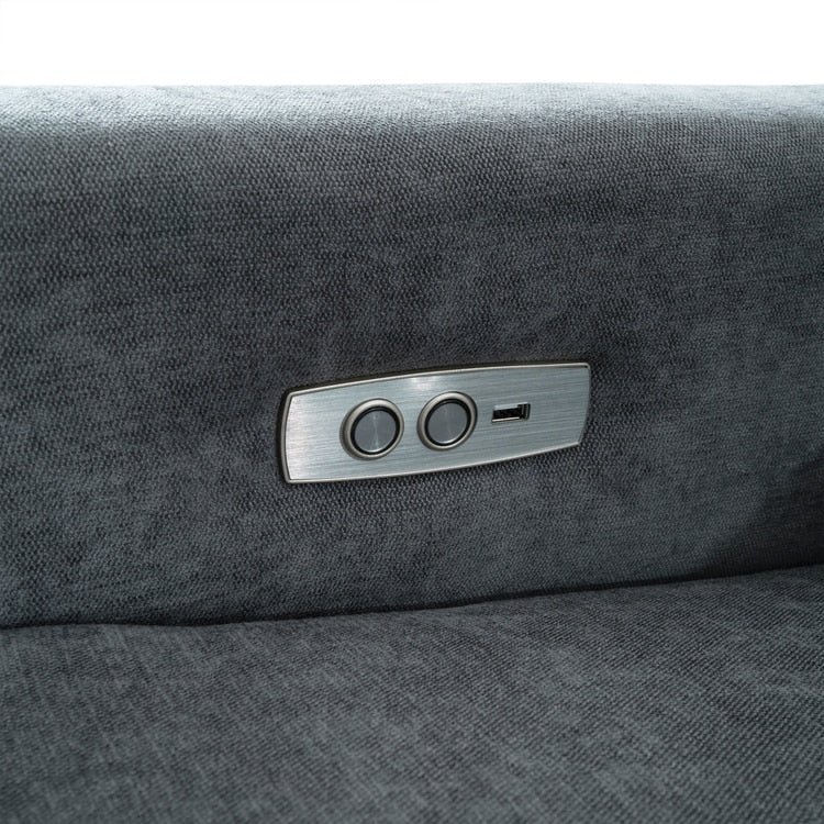 Fauteuil inclinable de luxe Tanya avec mécanisme à mouvement motorisé et planeur pivotant, fauteuil de salon rembourré et inclinable avec support lombaire