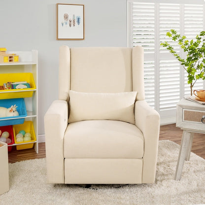 Fauteuil inclinable de luxe Tanya avec mécanisme à mouvement motorisé et planeur pivotant, fauteuil de salon rembourré et inclinable avec support lombaire