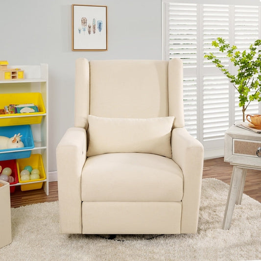 Fauteuil inclinable de luxe Tanya avec mécanisme à mouvement motorisé et planeur pivotant, fauteuil de salon rembourré et inclinable avec support lombaire