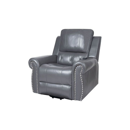 Fauteuil inclinable électrique clouté en cuir Air Premium avec repose-pieds et télécommande
