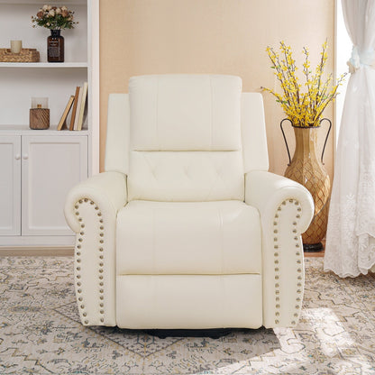 Fauteuil inclinable électrique clouté en cuir Air Premium avec repose-pieds et télécommande