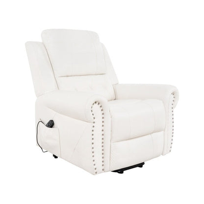 Fauteuil inclinable électrique clouté en cuir Air Premium avec repose-pieds et télécommande
