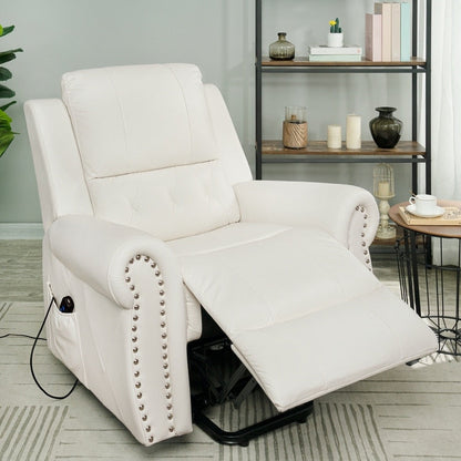 Fauteuil inclinable électrique clouté en cuir Air Premium avec repose-pieds et télécommande