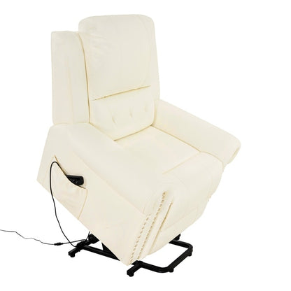 Fauteuil inclinable électrique clouté en cuir Air Premium avec repose-pieds et télécommande