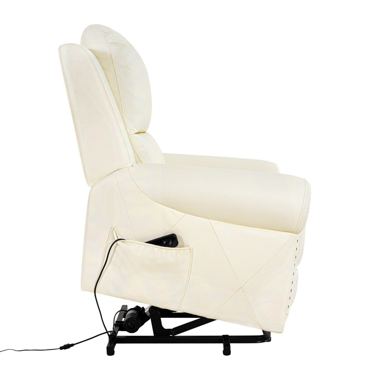 Fauteuil inclinable électrique clouté en cuir Air Premium avec repose-pieds et télécommande