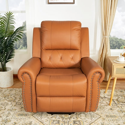 Fauteuil inclinable électrique clouté en cuir Air Premium avec repose-pieds et télécommande