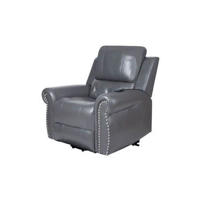 Fauteuil inclinable électrique clouté en cuir Air Premium avec repose-pieds et télécommande