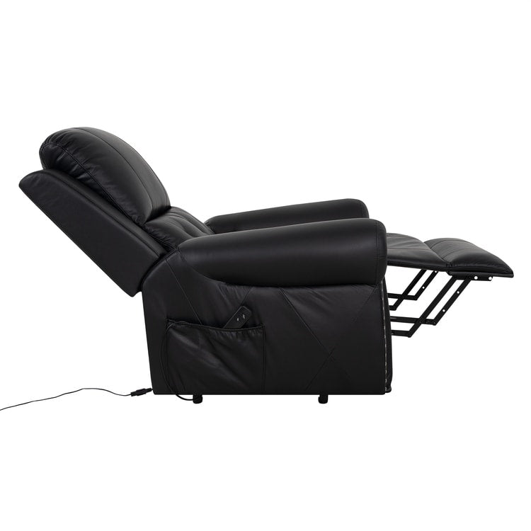 Fauteuil inclinable électrique clouté en cuir Air Premium avec repose-pieds et télécommande