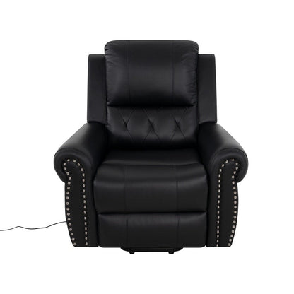 Fauteuil inclinable électrique clouté en cuir Air Premium avec repose-pieds et télécommande