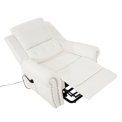 Fauteuil inclinable électrique clouté en cuir Air Premium avec repose-pieds et télécommande