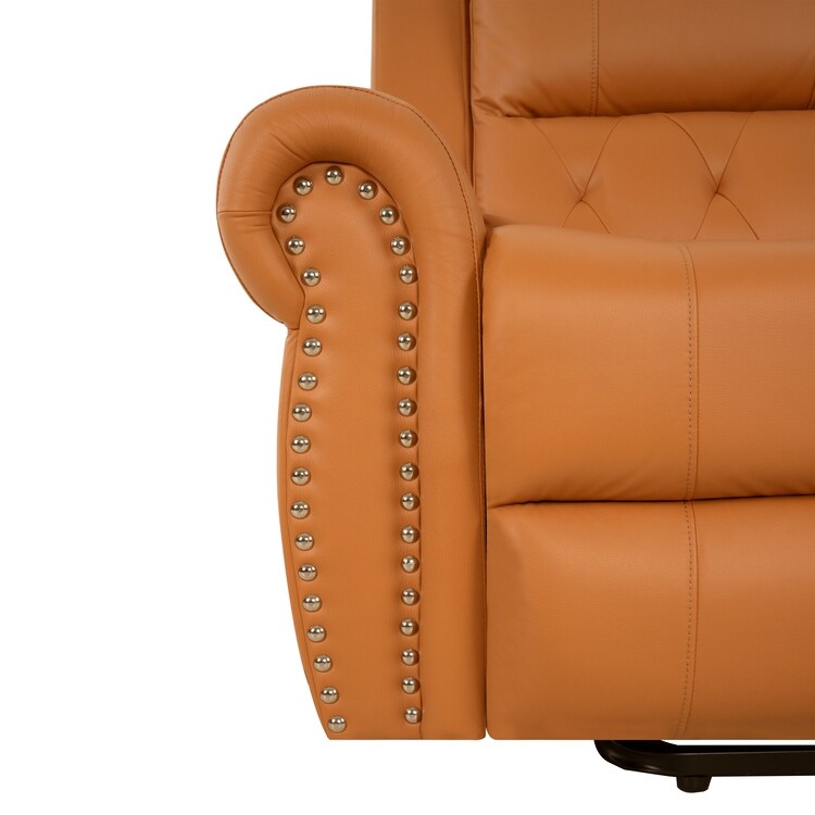 Fauteuil inclinable électrique clouté en cuir Air Premium avec repose-pieds et télécommande