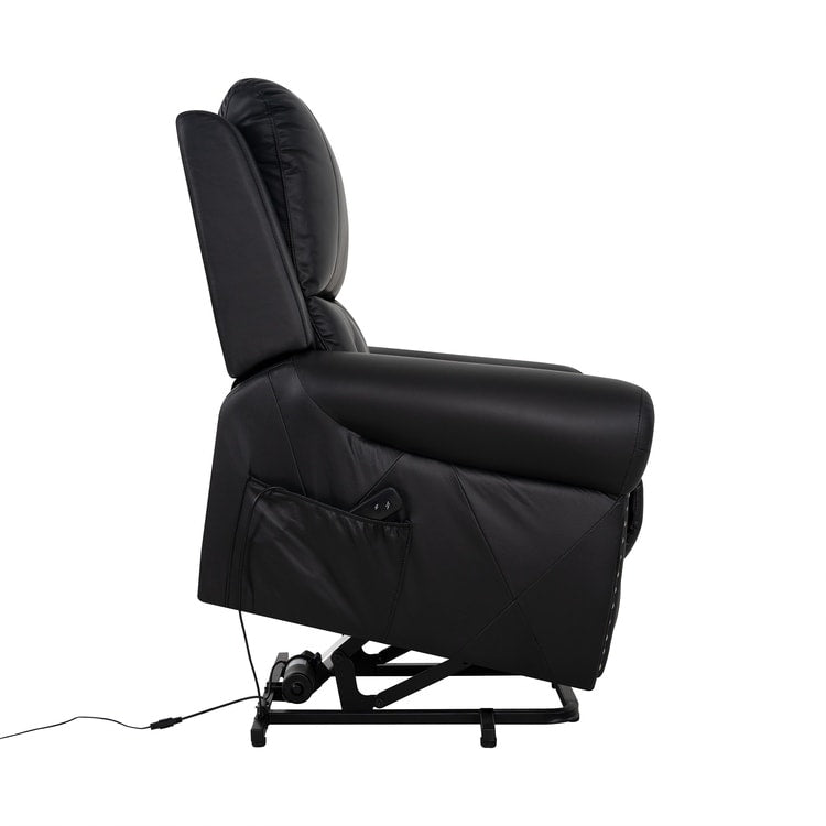 Fauteuil inclinable électrique clouté en cuir Air Premium avec repose-pieds et télécommande