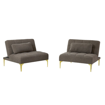 Canapé-lit modulable en chenille taupe avec cadre en bois