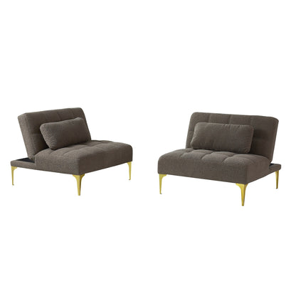 Canapé-lit modulable en chenille taupe avec cadre en bois