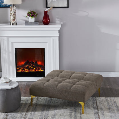 Canapé-lit modulaire simple en chenille taupe avec cadre en bois