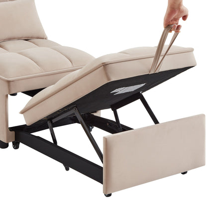 Canapé-lit pliant en velours taupe avec dossier réglable