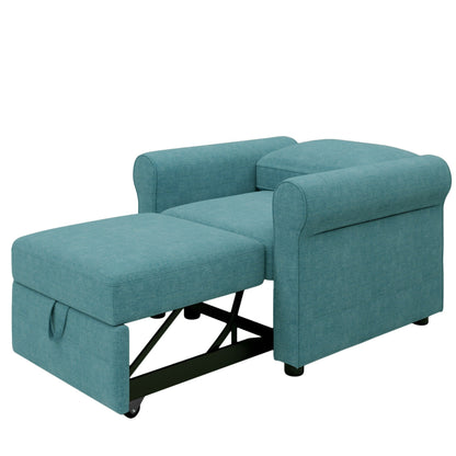 Canapé-lit simple convertible 3 en 1 Teal Modern 34 en lin avec dossier réglable pour salon