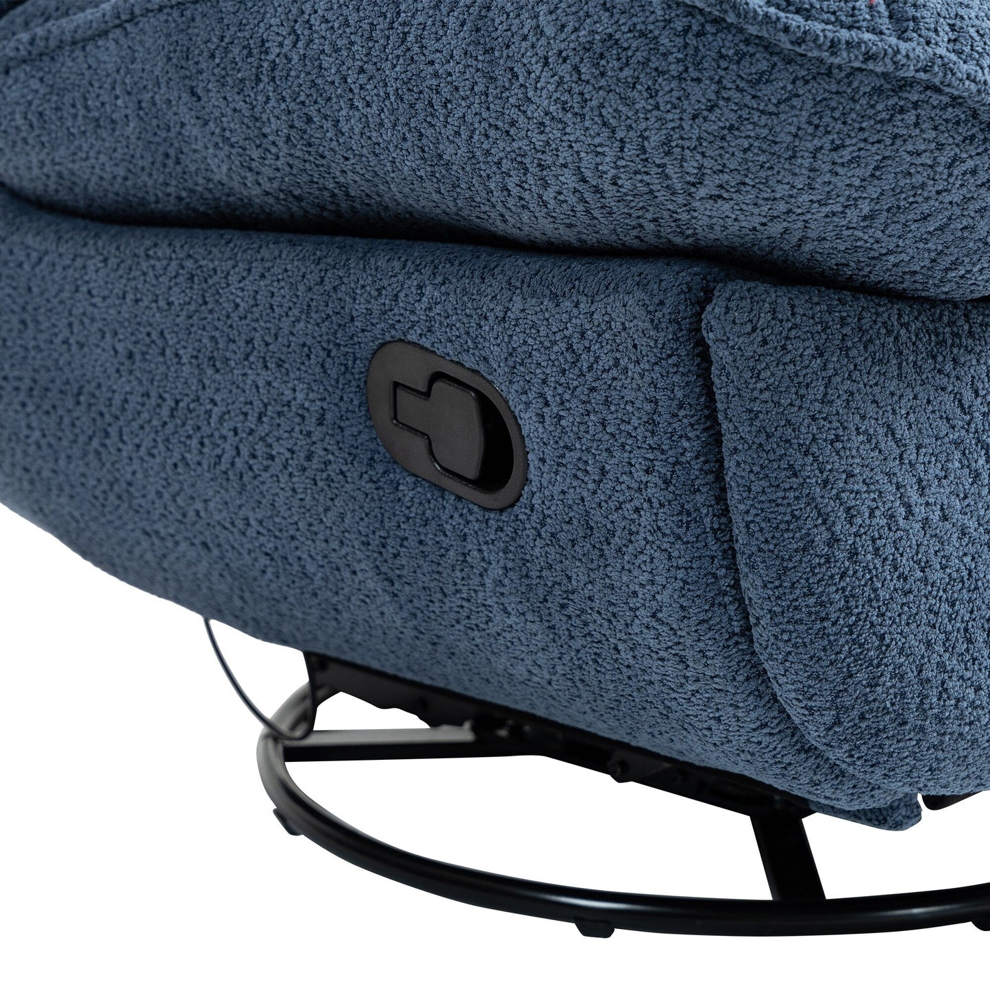 Fauteuil inclinable manuel pivotant à 360° surdimensionné en chenille bleu sarcelle avec repose-pieds allongé et dossier capitonné