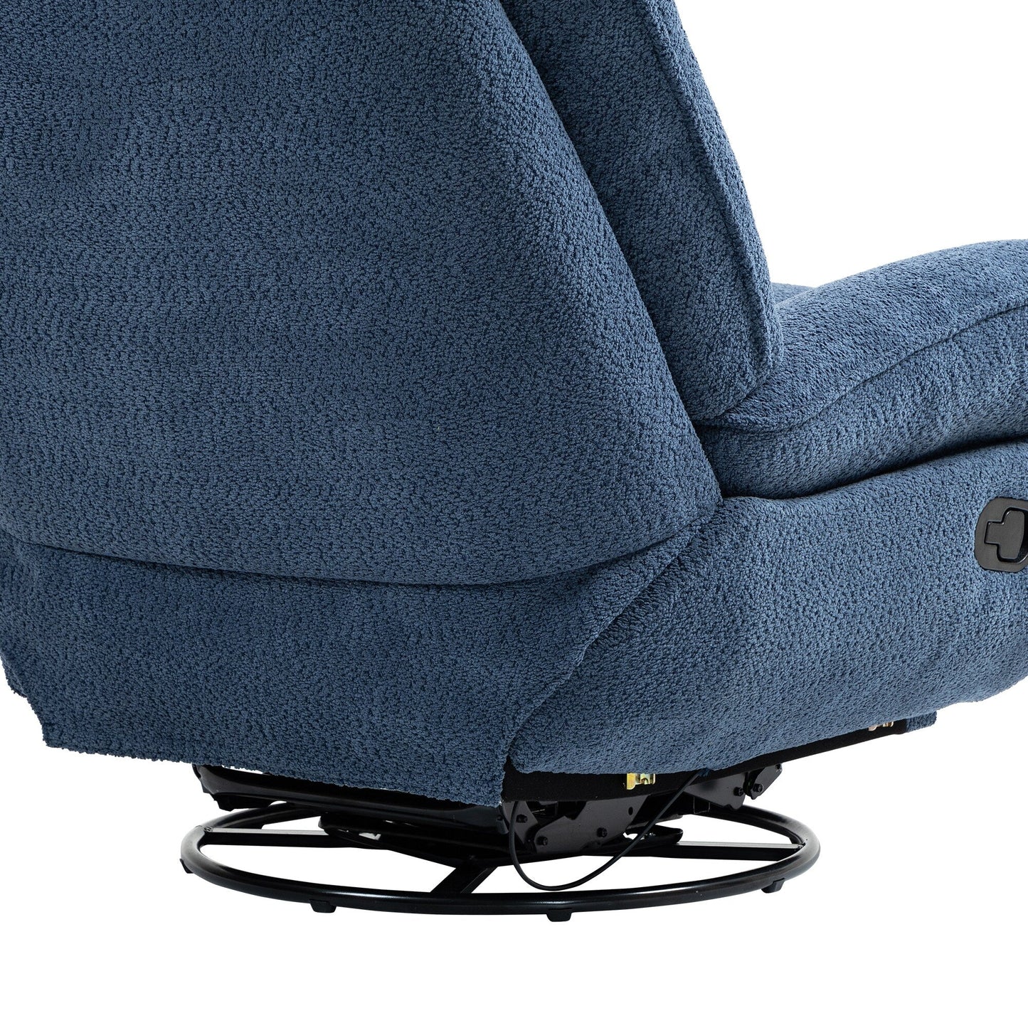 Fauteuil inclinable manuel pivotant à 360° surdimensionné en chenille bleu sarcelle avec repose-pieds allongé et dossier capitonné