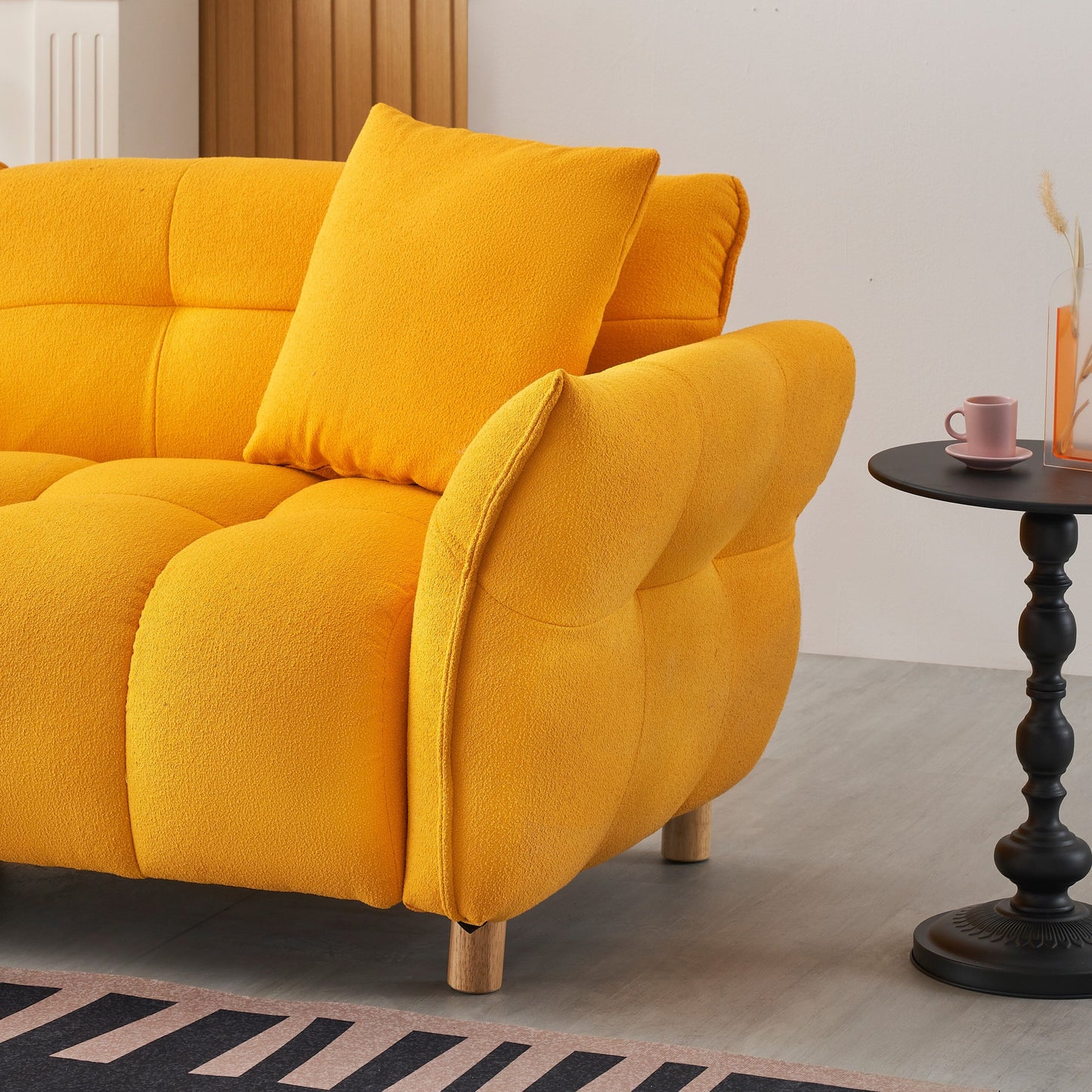 Canapé 3 places rembourré Teddy avec coussins assortis