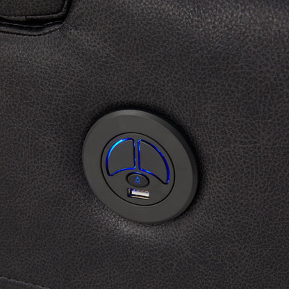 Fauteuil inclinable électrique à LED en cuir vegan gris Terlingua avec haut-parleur, rangement, port USB et chargeur sans fil par iNSPIRE Q Classic