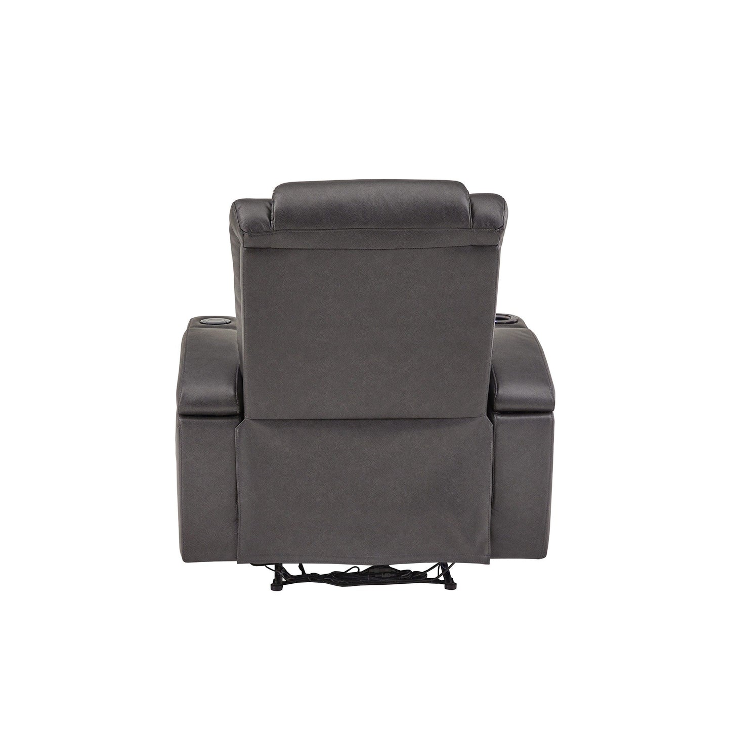Fauteuil inclinable électrique à LED en cuir vegan gris Terlingua avec haut-parleur, rangement, port USB et chargeur sans fil par iNSPIRE Q Classic