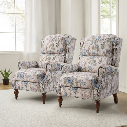Fauteuil inclinable manuel Terri Classic avec accoudoirs coupés et clous pour salon, lot de 2 par HULALA HOME