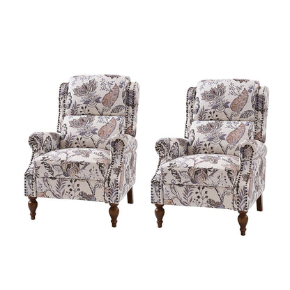 Fauteuil inclinable manuel Terri Classic avec accoudoirs coupés et clous pour salon, lot de 2 par HULALA HOME
