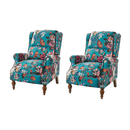 Fauteuil inclinable manuel Terri Classic avec accoudoirs coupés et clous pour salon, lot de 2 par HULALA HOME