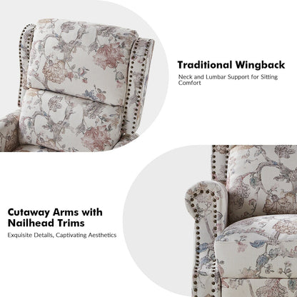 Fauteuil inclinable manuel Terri Classic avec accoudoirs coupés et clous pour salon, lot de 2 par HULALA HOME