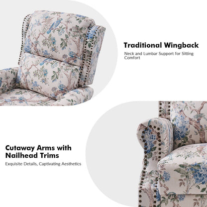 Fauteuil inclinable manuel Terri Classic avec accoudoirs coupés et clous pour salon, lot de 2 par HULALA HOME