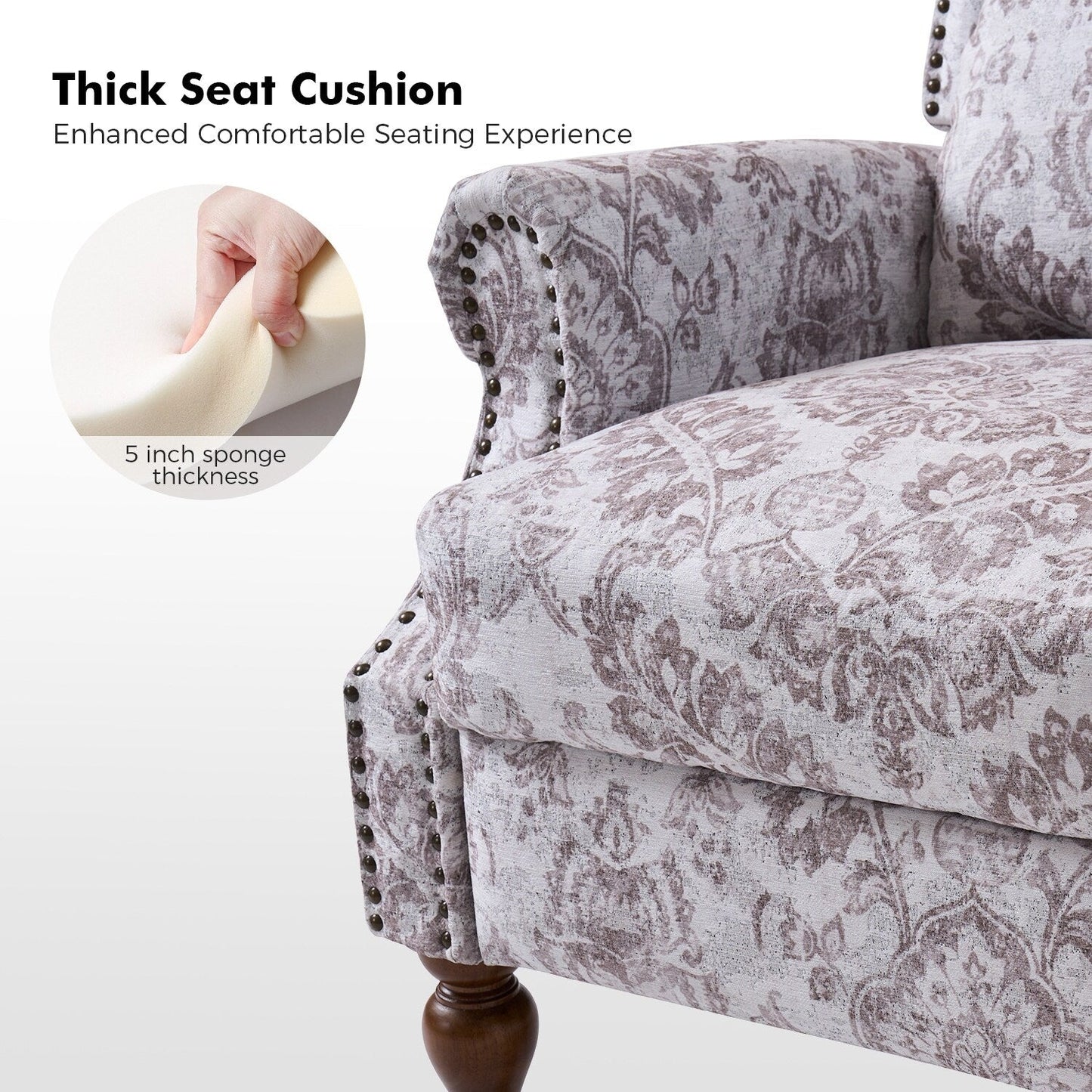 Fauteuil inclinable manuel Terri Classic avec accoudoirs coupés et clous pour salon, lot de 2 par HULALA HOME