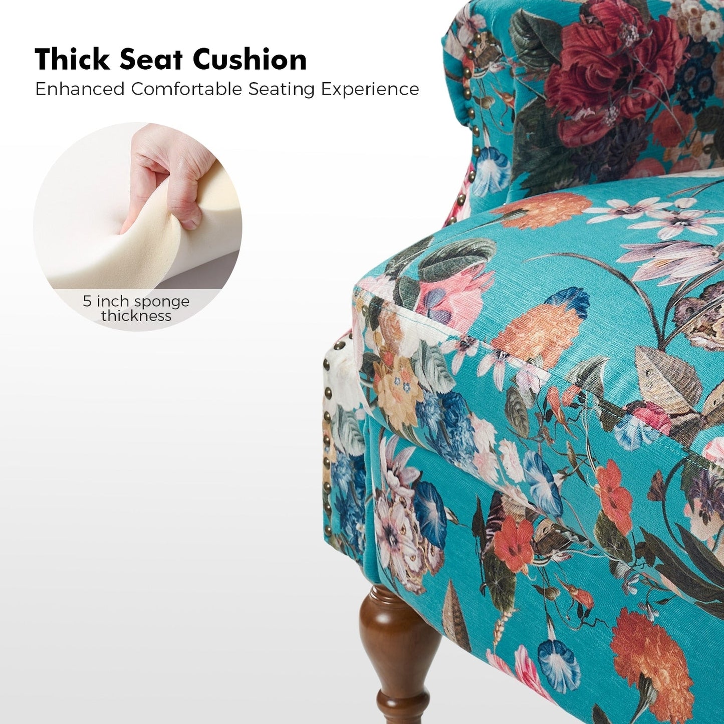 Fauteuil inclinable manuel Terri Classic avec accoudoirs coupés et clous pour salon, lot de 2 par HULALA HOME