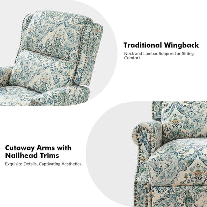 Fauteuil inclinable manuel Terri Classic avec accoudoirs coupés et clous pour salon, lot de 2 par HULALA HOME