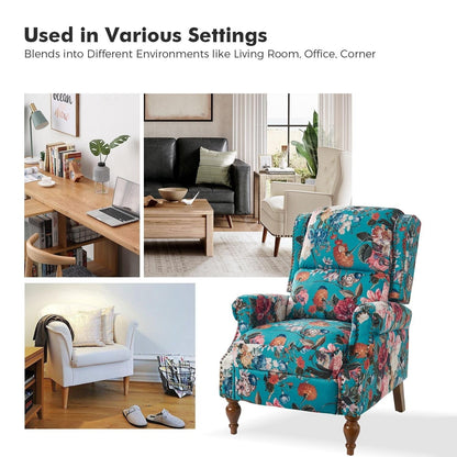 Fauteuil inclinable manuel Terri Classic avec accoudoirs coupés et clous pour salon, lot de 2 par HULALA HOME