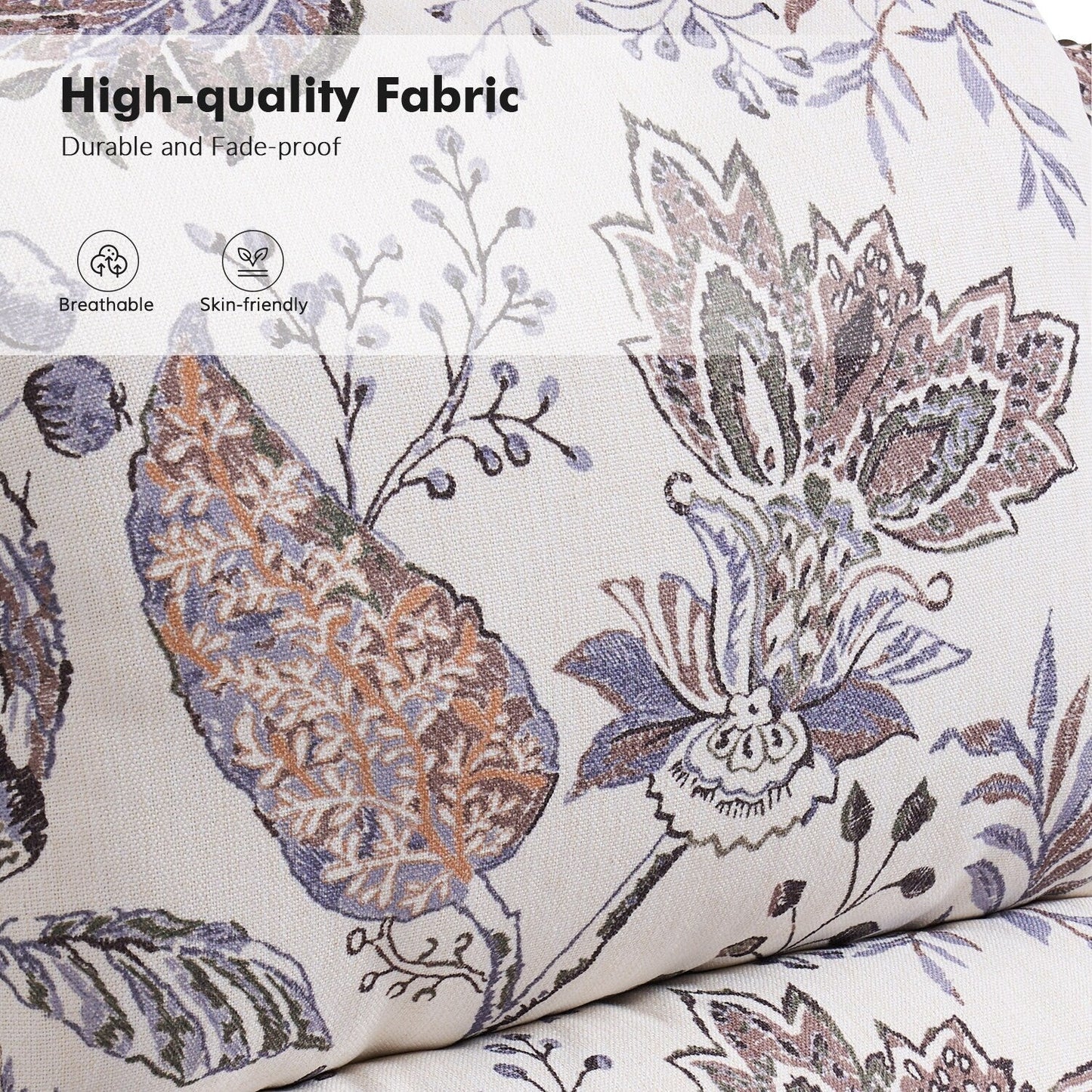 Fauteuil inclinable manuel Terri Classic avec accoudoirs coupés et clous pour salon, lot de 2 par HULALA HOME