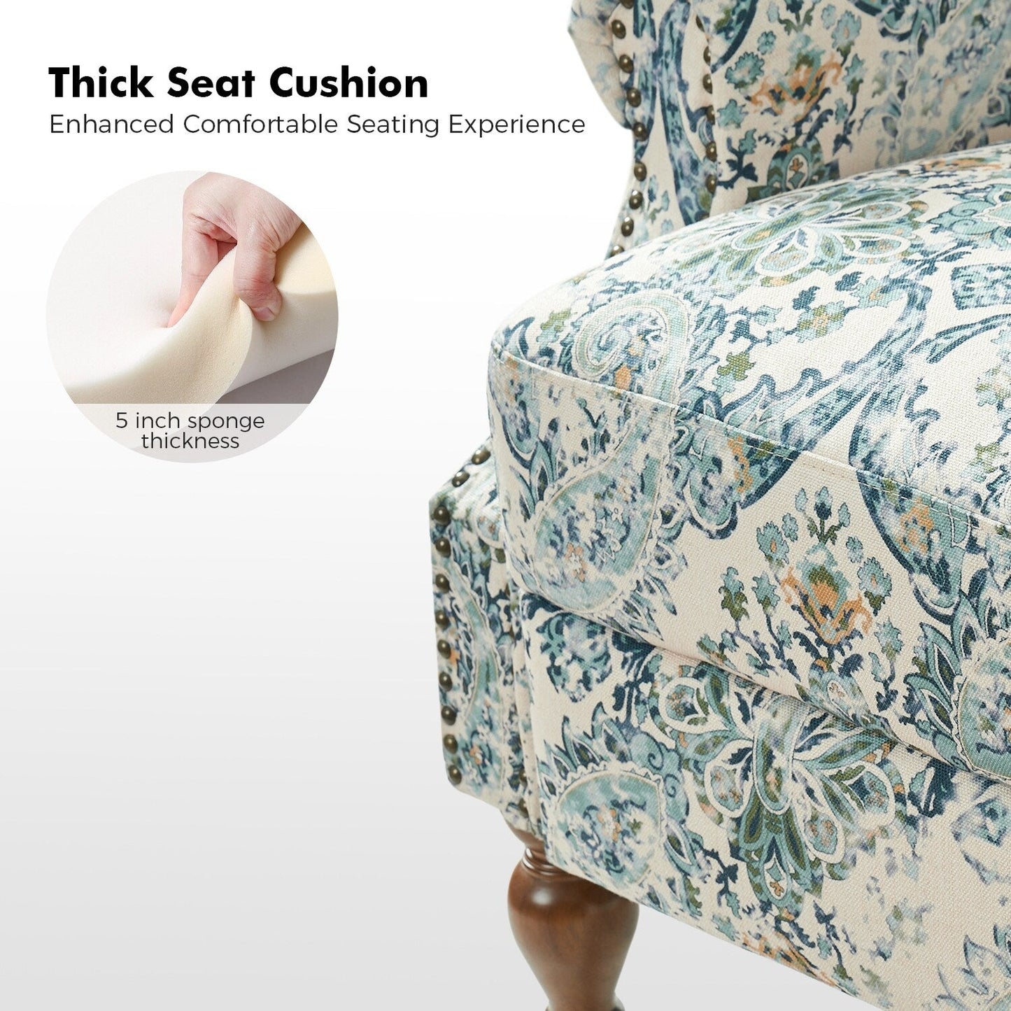 Fauteuil inclinable manuel Terri Classic avec accoudoirs coupés et clous pour salon, lot de 2 par HULALA HOME