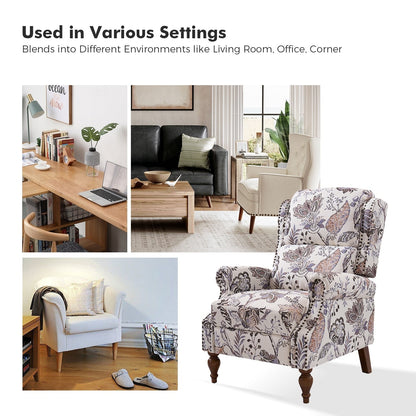 Fauteuil inclinable manuel Terri Classic avec accoudoirs coupés et clous pour salon, lot de 2 par HULALA HOME