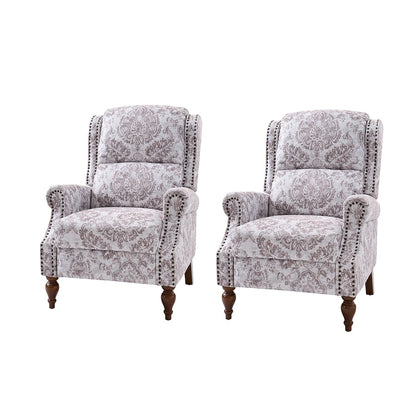 Fauteuil inclinable manuel Terri Classic avec accoudoirs coupés et clous pour salon, lot de 2 par HULALA HOME