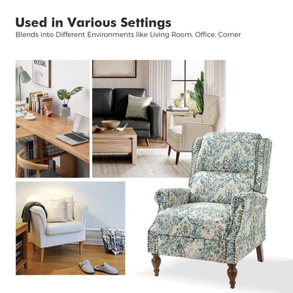 Fauteuil inclinable manuel Terri Classic avec accoudoirs coupés et clous pour salon, lot de 2 par HULALA HOME