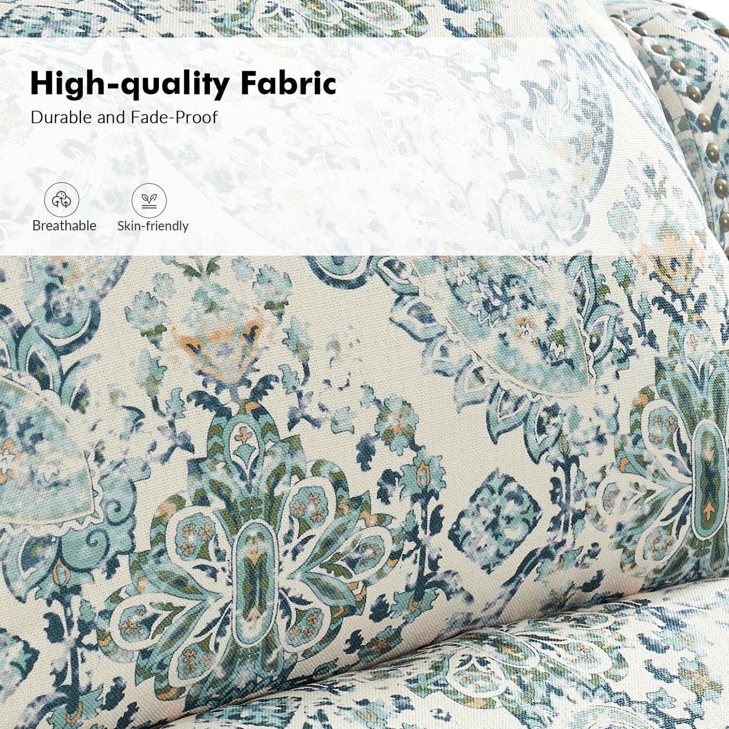 Fauteuil inclinable manuel Terri Classic avec accoudoirs coupés et clous pour salon, lot de 2 par HULALA HOME