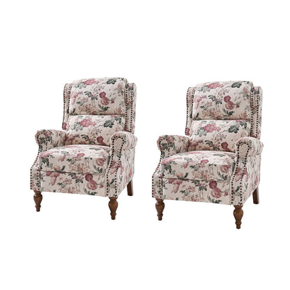 Fauteuil inclinable manuel Terri Classic avec accoudoirs coupés et clous pour salon, lot de 2 par HULALA HOME