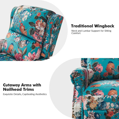 Fauteuil inclinable manuel Terri Classic avec accoudoirs coupés et clous pour salon, lot de 2 par HULALA HOME