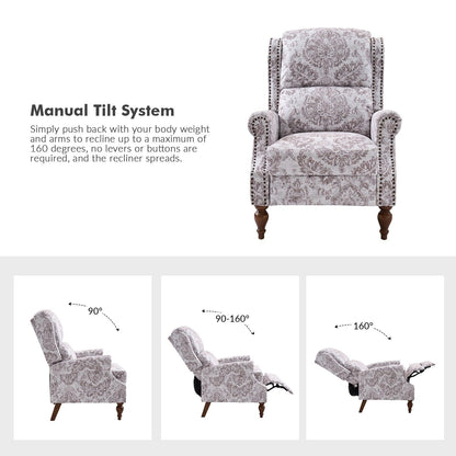 Fauteuil inclinable manuel Terri Classic avec accoudoirs coupés et clous pour salon, lot de 2 par HULALA HOME